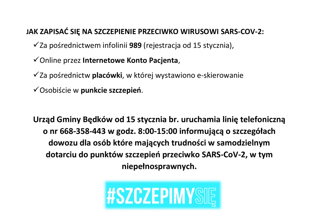 Informacja o szczepieniach przeciwko wirusowi SARS-Cov-2